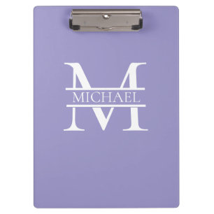 Personalized Elegant Purple Monogram and Name Clipboard