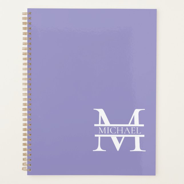 Personalized Elegant Purple Monogram and Name Planner (Front)