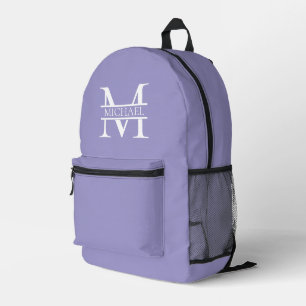 Personalized Elegant Purple Monogram and Name Printed Backpack