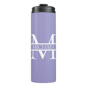 Personalized Elegant Purple Monogram and Name Thermal Tumbler