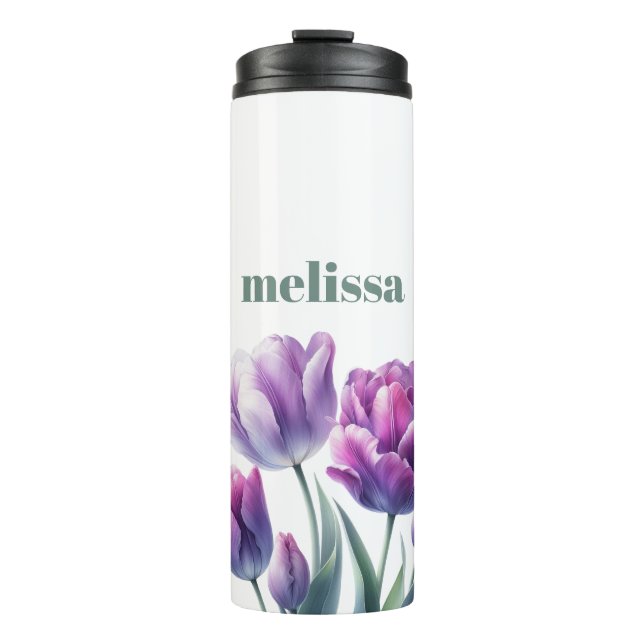 Personalized Elegant purple Monogram Thermal Tumbler (Front)