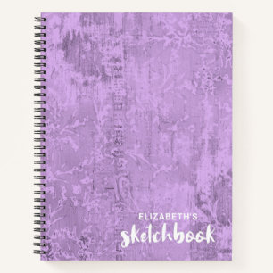 Personalized Elegant Purple Sketchbook Your Name Notebook