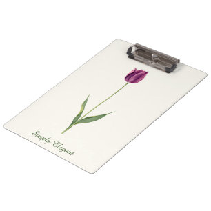 Personalized Elegant Purple Tulip Clipboard