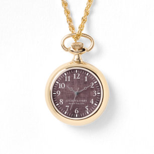 Personalized Elegant Purple Wine Linen Texture Watch