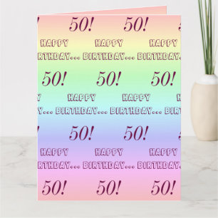 Personalized Elegant Rainbow Stripes 50th Birthday Card