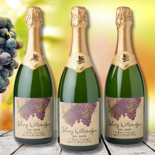 Personalized Elegant Rare Vintage Year Est. Sparkling Wine Label