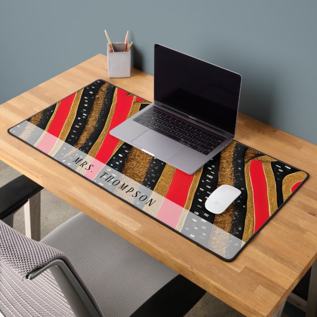 Personalized Elegant Red and Black Desk Mat (Office 2)
