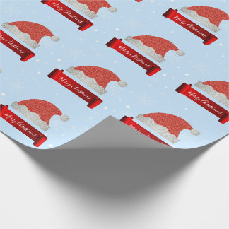 Personalized Elegant Red Glitter Santa Hat Wrapping Paper