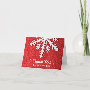 Personalized Elegant Red Glitter Thank You Card