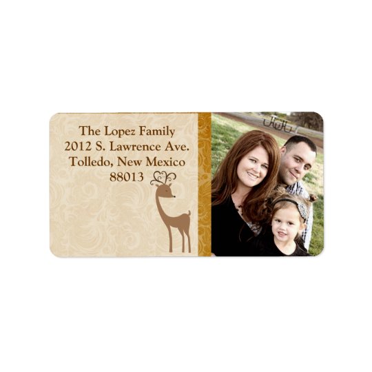Personalized Elegant Reindeer Golden Mailing Label
