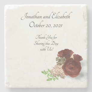 Personalized Elegant Rose Corsage Stone Coaster