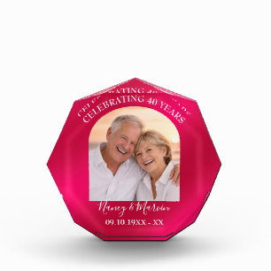 Personalized Elegant Ruby 40th Anniversary Gift Photo Block