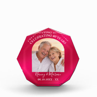 Personalized Elegant Ruby 40th Anniversary Gift Photo Block