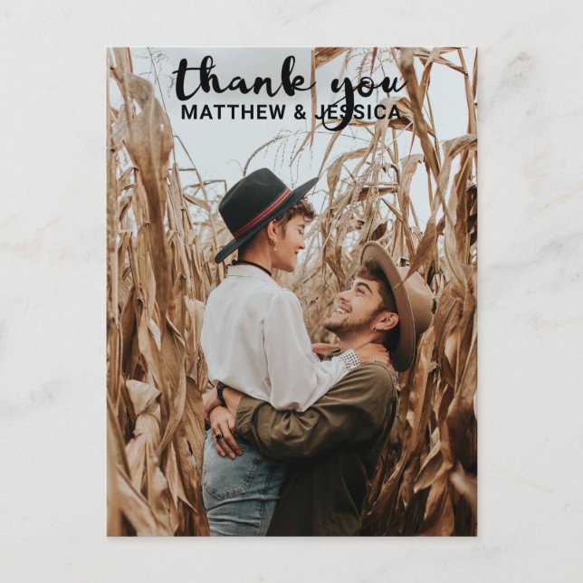 Personalized Elegant Rustic Couple Photo Wedding Announcement Postcard (Front)