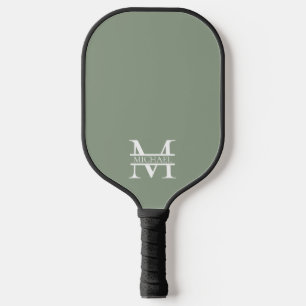 Personalized Elegant Sage Green Monogram & Name Pickleball Paddle