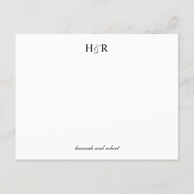 Personalized Elegant Script Ampersand Monogram Card (Front)
