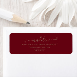 Personalized Elegant Script burgundy Name Address