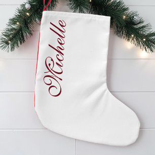 Personalized Elegant Script Burgundy Name Simple Small Christmas Stocking