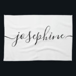 Personalized elegant script Custom name Kitchen Towel<br><div class="desc">Introducing our Personalized Elegant Script Custom Name Kitchen Towel, a delightful and thoughtful gift that adds a touch of sophistication and charm to any kitchen. This kitchen towel is designed with simplicity and elegance in mind, making it a timeless and versatile addition to her culinary space. The towel features an...</div>