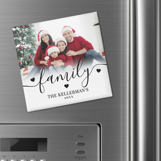 Personalized Elegant Script Family Photo Magnet (Personalized Elegant Script Family Photo Magnet)