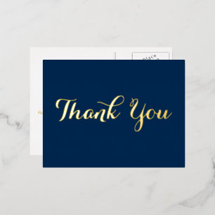 Personalized Elegant Script Graduation Thank You Foil Invitation Postcard