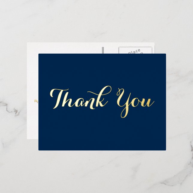 Personalized Elegant Script Graduation Thank You Foil Invitation Postcard (Front/Back)