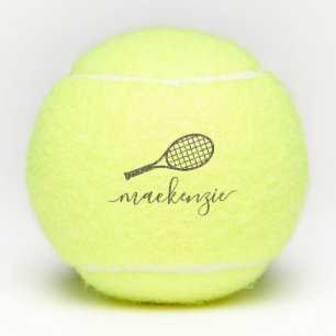 Personalized Elegant Script Grey Name Tennis Balls