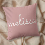 Personalized Elegant Script Name Dusty Rose Pink Throw Pillow<br><div class="desc">Personalize the name in a modern script to create a unique gift. Designed by Thisisnotme©</div>