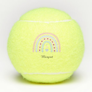 Personalized Elegant Script Name Groovy Rainbow Tennis Balls