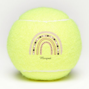 Personalized Elegant Script Name Groovy Rainbow Tennis Balls