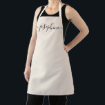 Personalized elegant script name soft beige apron<br><div class="desc">Hosting a botanical, succulent workshop? How about a cooking class? Give out personalized soft beige aprons for your guests with an elegant font script type that will surely delight them. Have the talking about this sophisticated giveaway. Tip: to keep the long swashes at the end keep the small squares at...</div>