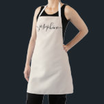 Personalized elegant script name soft beige apron<br><div class="desc">Hosting a botanical, succulent workshop? How about a cooking class? Give out personalized soft beige aprons for your guests with an elegant font script type that will surely delight them. Have the talking about this sophisticated giveaway. Tip: to keep the long swashes at the end keep the small squares at...</div>