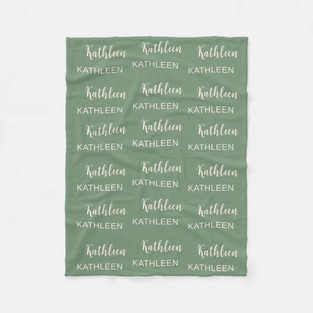 Personalized Elegant Script Name Soft Pink Pattern Fleece Blanket (Front)