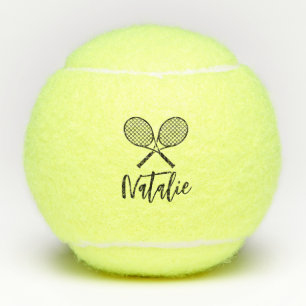 Personalized Elegant Script Name  Tennis Balls