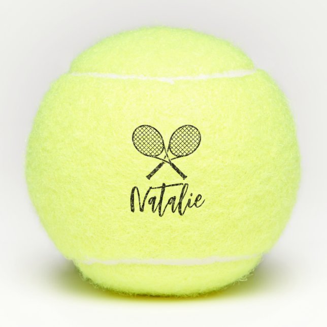 Personalized Elegant Script Name  Tennis Balls (Front)