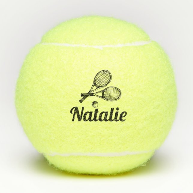 Personalized Elegant Script Name  Tennis Balls (Front)
