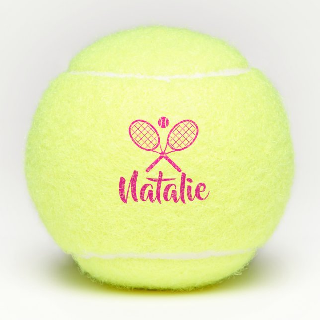 Personalized Elegant Script Name  Tennis Balls (Front)