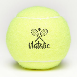 Personalized Elegant Script Name  Tennis Balls