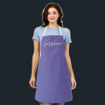 Personalized elegant script name violet adult apron<br><div class="desc">Elevate your next event, whether it's a botanical succulent workshop or a cooking class, with the Personalized Elegant Script Name Violet Adult Apron. These stunning aprons in a beautiful shade of purple (violet) will leave a lasting impression on your guests and make them feel truly special. The highlight of these...</div>