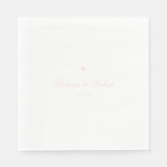 Personalized Elegant Script Pink Heart Napkin (Front)