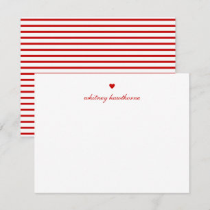 Personalized Elegant Script Red Heart Card