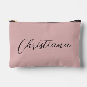 Personalized Elegant Script Typography Pink Accessory Pouch