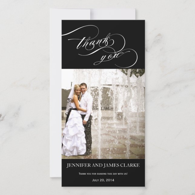 Personalized Elegant Script Wedding Thank You Card (Front)