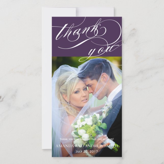 Personalized Elegant Script Wedding Thank You Card (Front)