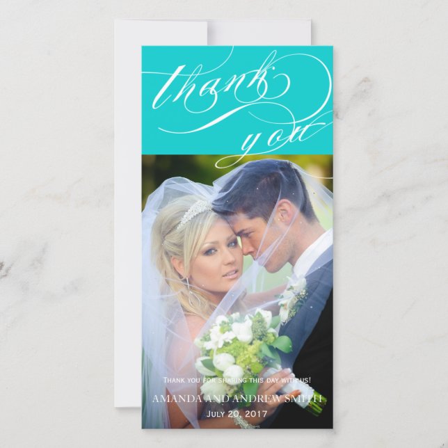 Personalized Elegant Script Wedding Thank You Card (Front)