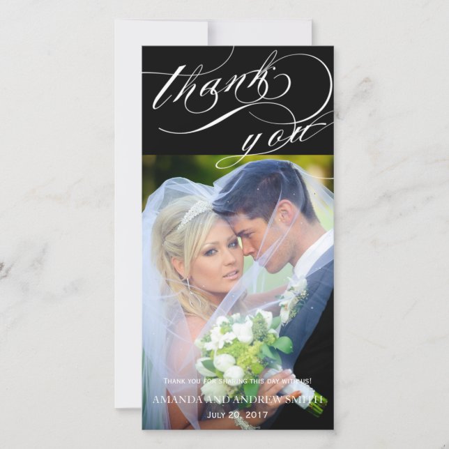 Personalized Elegant Script Wedding Thank You Card (Front)
