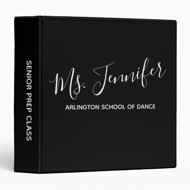 Personalized Elegant Scripted Dance Teacher Binder (Front/Spine)
