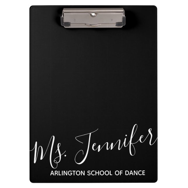 Personalized Elegant Scripted Dance Teacher Clipboard (Front)