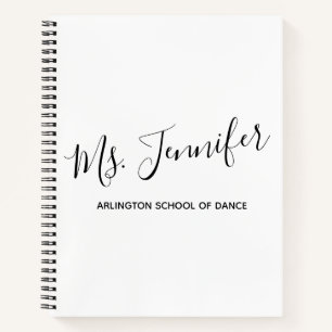 Personalized Elegant Scripted Dance Teacher Notebook