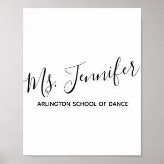 Personalized Elegant Scripted Dance Teacher Poster